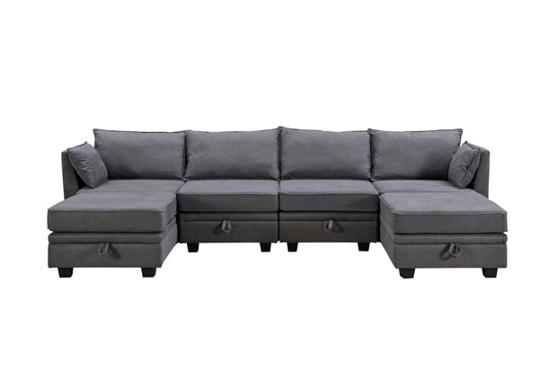 U-Shape Modular Sectional Sofa,  Convertible Sofa Bed with Reversible Chaise