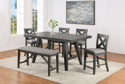 6pc Transitional Farmhouse Counter Height Wood  Dining Set