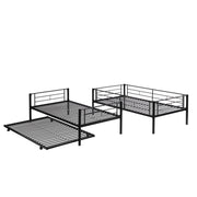 Twin Over Twin Bunk Bed Frame with Trundle. Can be Divided Into Two Beds