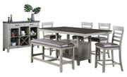 Steve Silver Co. Hyland - 6 Piece Counter Height Dining Set With Server - Pearl Silver