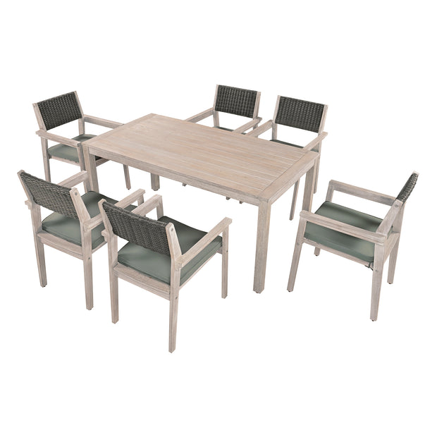 Outdoor Dining Set Patio Dining table and Chairs with Rattan Backrest