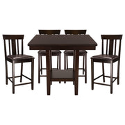 5 Piece Counter Height Dining Set with Shelf - Espresso Finish