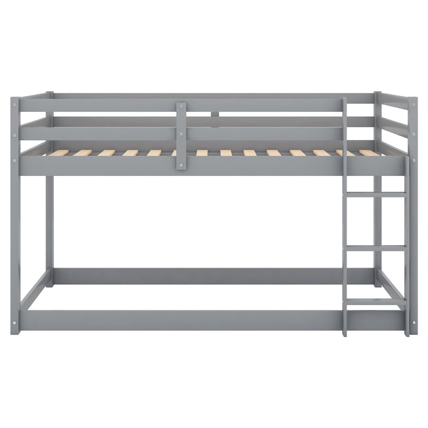 Twin over Twin Floor Bunk Bed with Ladder