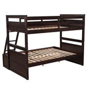 Twin over Full Bunk Bed with Storage - Espresso