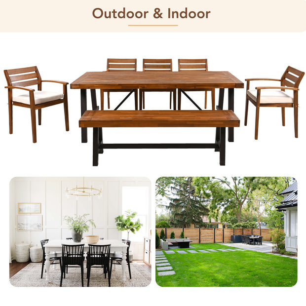 Outdoor Wood Dining Set For 7-8 People, ThickTable,