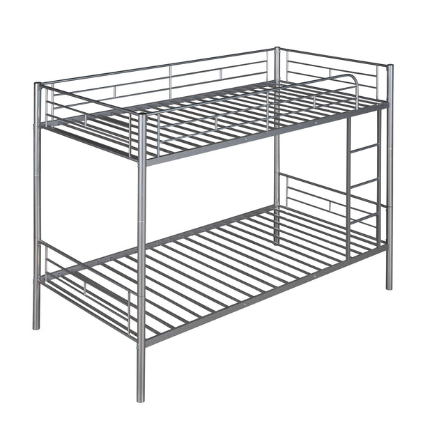 Twin Over Twin Metal Bunk Bed (Silver)