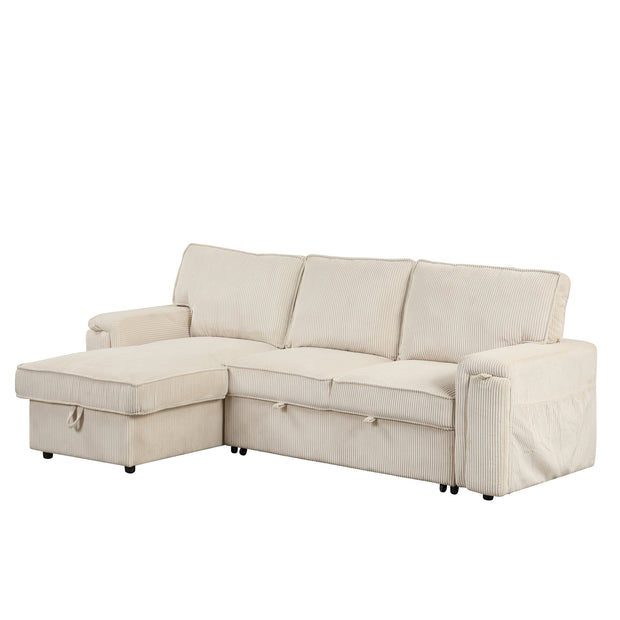 Convertible Sleeper Sectional  with Reversible Storage Chaise and retractable cup holders .