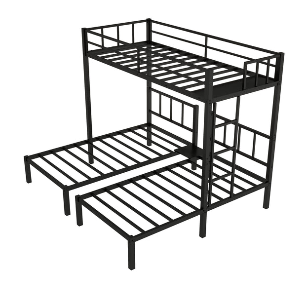 Twin over Twin & Twin Bunk Beds for 3, Twin XL over Twin & Twin Bunk Bed Metal Triple Bunk Bed, Black