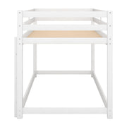 Twin over Twin Floor Bunk Bed with Ladder , White