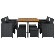 9 Piece All-Weather PE Wicker Dining Table Set with Wood Tabletop