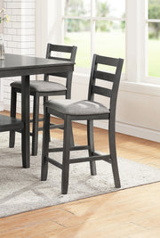 5pc Counter Height Dining Set -Table w Shelves Cushion Seat Ladder Back High Chairs Solid wood