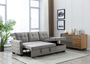 77 Inch Reversible Sleeper Sectional with Storage Chaise, Light Grey