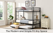 Twin Over Twin Bunk Bed Frame with Trundle. Can be Divided Into Two Beds