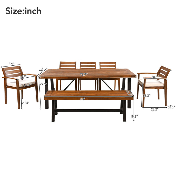 Outdoor Wood Dining Set For 7-8 People, ThickTable,