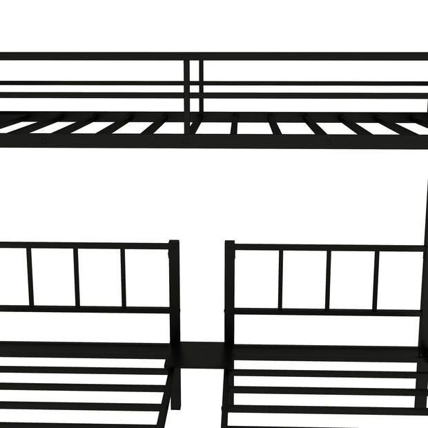 Twin over Twin & Twin Bunk Beds for 3, Twin XL over Twin & Twin Bunk Bed Metal Triple Bunk Bed, Black