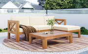 Outdoor Patio Wood 5-Piece Sectional Sofa Seating Group  Natural Finish