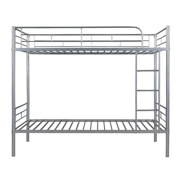 Twin Over Twin Metal Bunk Bed (Silver)