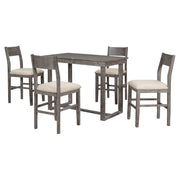 Farmhouse Counter Height 5-Piece Dining Set, Gray