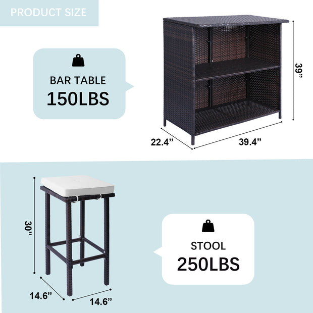 3-Piece Outdoor Bar Set