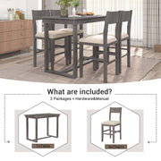 Farmhouse Counter Height 5-Piece Dining Set, Gray