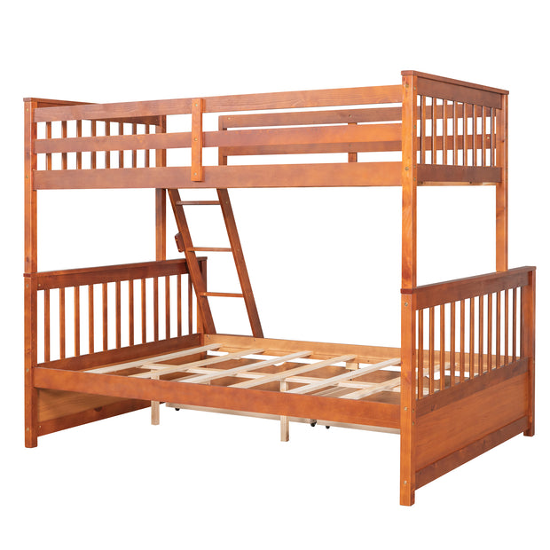 Twin-Over-Full Bunk Bed with Ladders and Two Storage Drawers