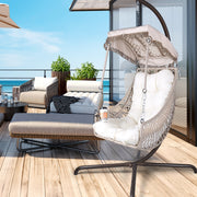 Indoor/Outdoor Egg Chair with Stand. Wicker Rattan Frame and Sunshade!