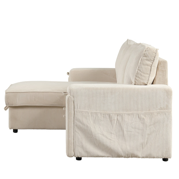 Convertible Sleeper Sectional  with Reversible Storage Chaise and retractable cup holders .