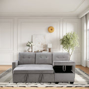 77 Inch Reversible Sleeper Sectional with Storage Chaise, Light Grey