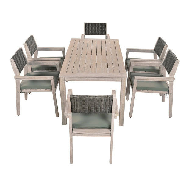 Outdoor Dining Set Patio Dining table and Chairs with Rattan Backrest