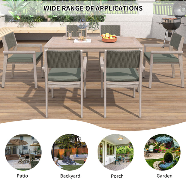 Outdoor Dining Set Patio Dining table and Chairs with Rattan Backrest