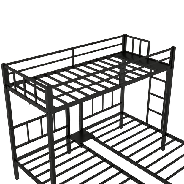 Twin over Twin & Twin Bunk Beds for 3, Twin XL over Twin & Twin Bunk Bed Metal Triple Bunk Bed, Black