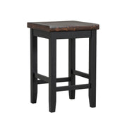 Farmhouse Rustic 3-piece Counter Height Wood Dining Set with Cabinet, 2 Storage Drawers, Black+Cherry