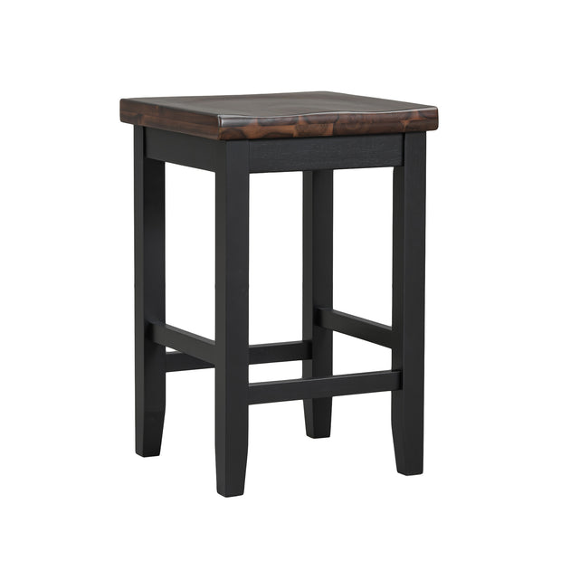 Farmhouse Rustic 3-piece Counter Height Wood Dining Set with Cabinet, 2 Storage Drawers, Black+Cherry