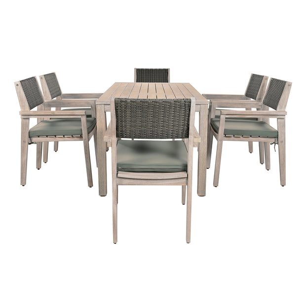 Outdoor Dining Set Patio Dining table and Chairs with Rattan Backrest