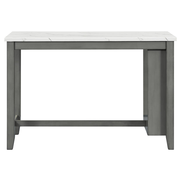 5-piece Counter Height Dining Table Set with Built-in Storage Shelves,Grey