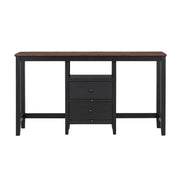 Farmhouse Rustic 3-piece Counter Height Wood Dining Set with Cabinet, 2 Storage Drawers, Black+Cherry