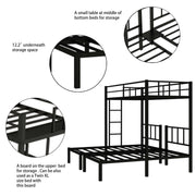 Twin over Twin & Twin Bunk Beds for 3, Twin XL over Twin & Twin Bunk Bed Metal Triple Bunk Bed, Black