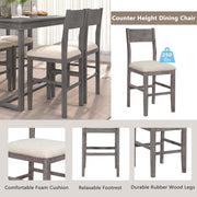 Farmhouse Counter Height 5-Piece Dining Set, Gray