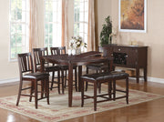 Contemporary Counter Height Dining 6pc Set Table w Butterfly Leaf 4Chairs & Bench-Brown Finish