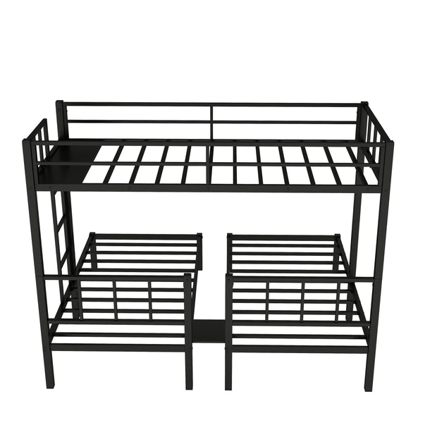 Twin over Twin & Twin Bunk Beds for 3, Twin XL over Twin & Twin Bunk Bed Metal Triple Bunk Bed, Black