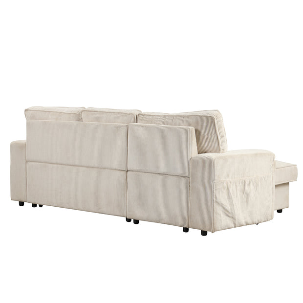 Convertible Sleeper Sectional  with Reversible Storage Chaise and retractable cup holders .