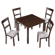 5 Piece Industrial Style Wood Dining Set  (Espresso)