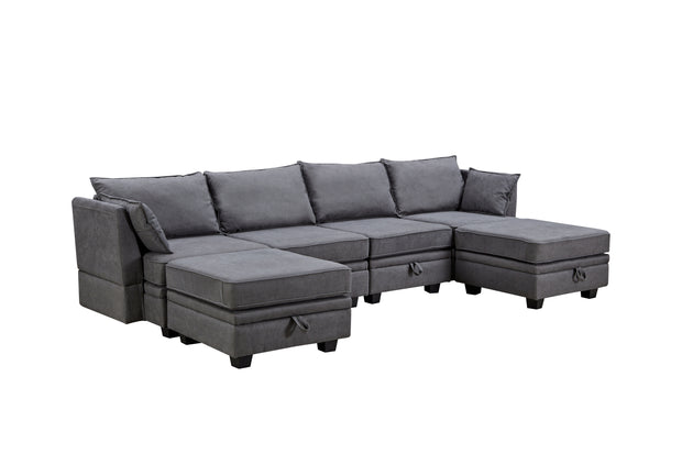 U-Shape Modular Sectional Sofa,  Convertible Sofa Bed with Reversible Chaise