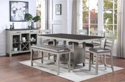 Steve Silver Co. Hyland - 6 Piece Counter Height Dining Set With Server - Pearl Silver