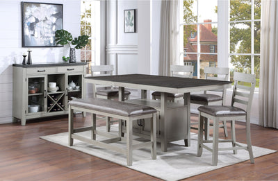 Steve Silver Co. Hyland - 6 Piece Counter Height Dining Set With Server - Pearl Silver