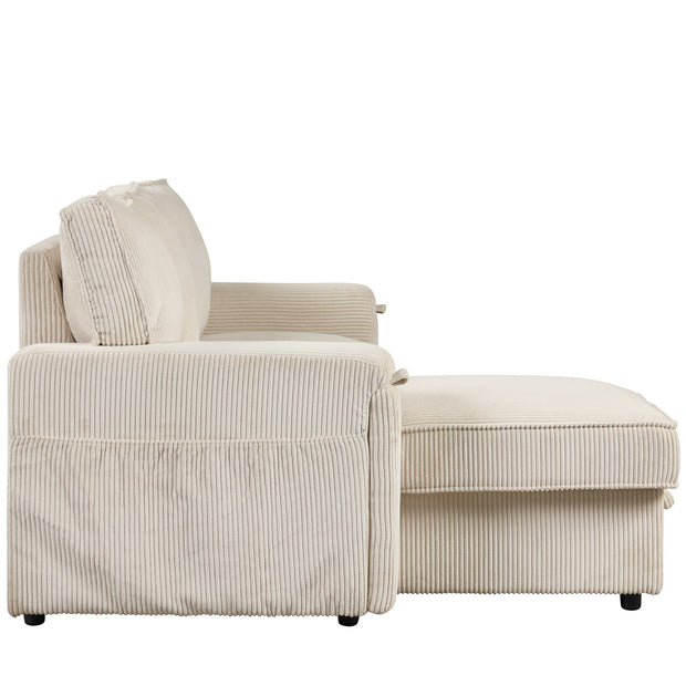 Convertible Sleeper Sectional  with Reversible Storage Chaise and retractable cup holders .