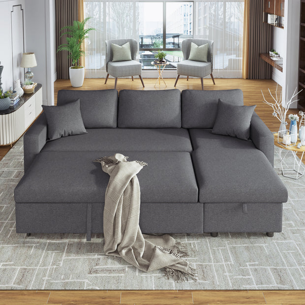 Convertible Sleeper Sofa with Storage Chaise