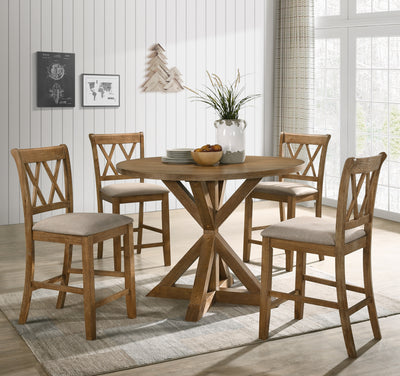 Wood 5-Piece Counter Height Dining Set, Tan