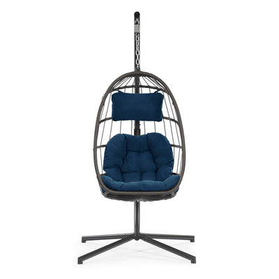 Outdoor Wicker Hanging Swing Chair with Steel Stand