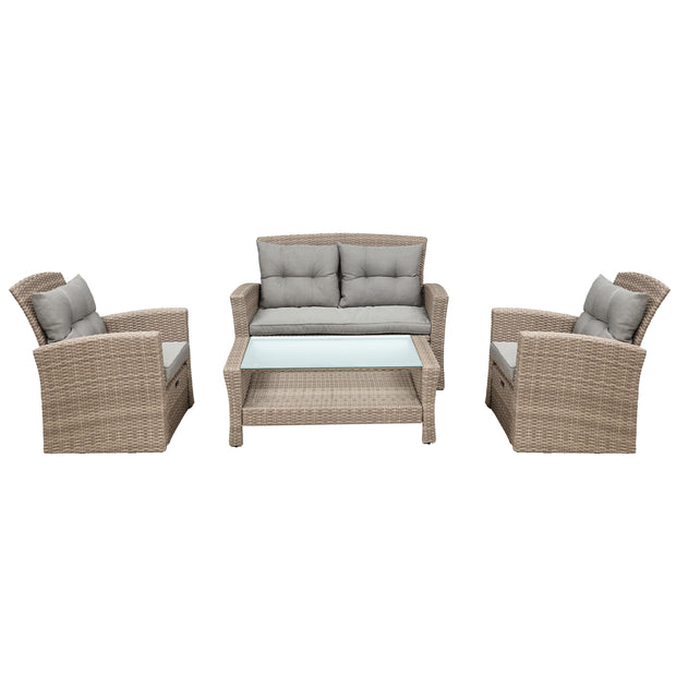 4 Piece Outdoor Set All Weather Wicker